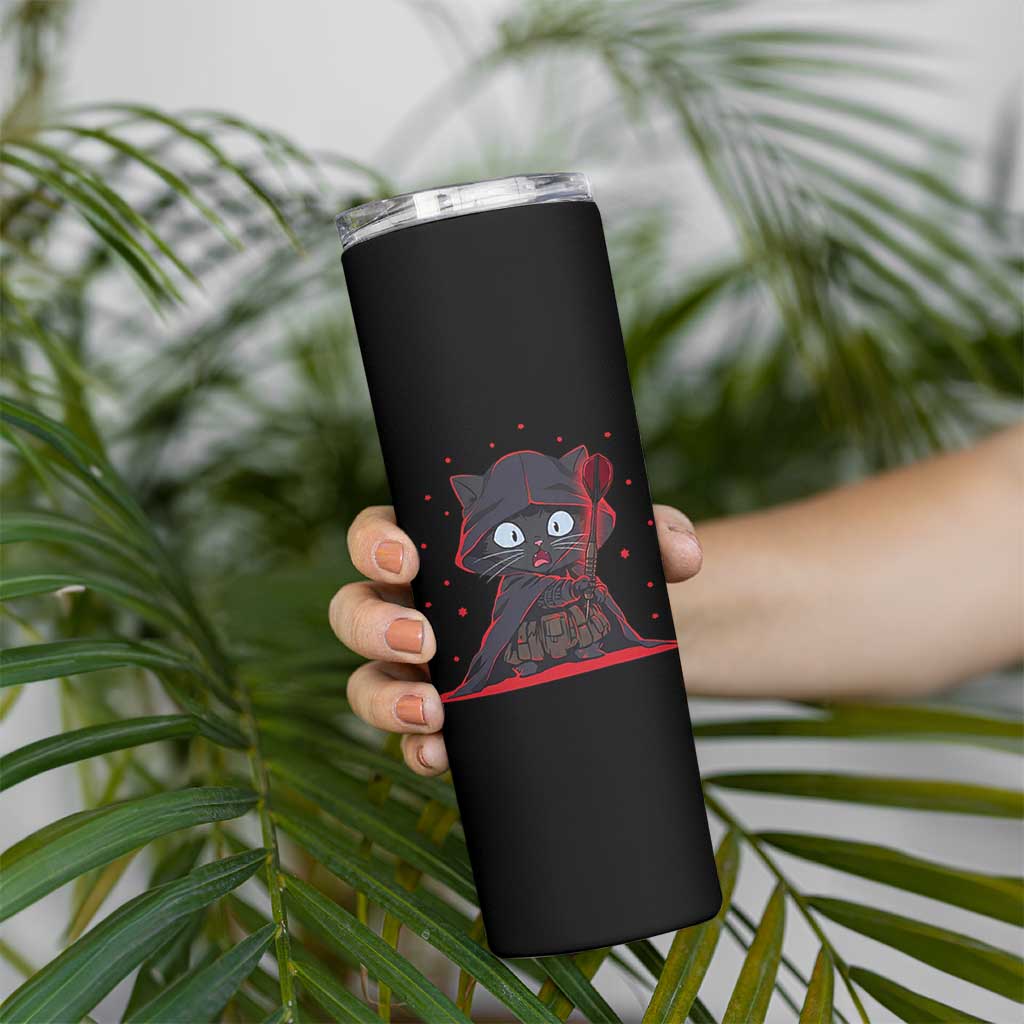 Funny Cat Vader Kitten Playing Darts Skinny Tumbler Space Scifi Dartist Gift - Wonder Print Shop