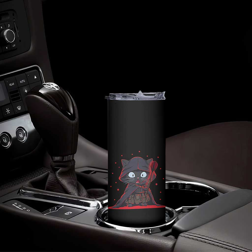 Funny Cat Vader Kitten Playing Darts Skinny Tumbler Space Scifi Dartist Gift - Wonder Print Shop