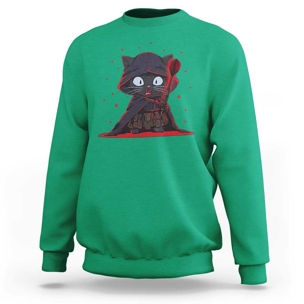 Funny Cat Vader Kitten Playing Darts Sweatshirt Space Scifi Dartist Gift - Wonder Print Shop