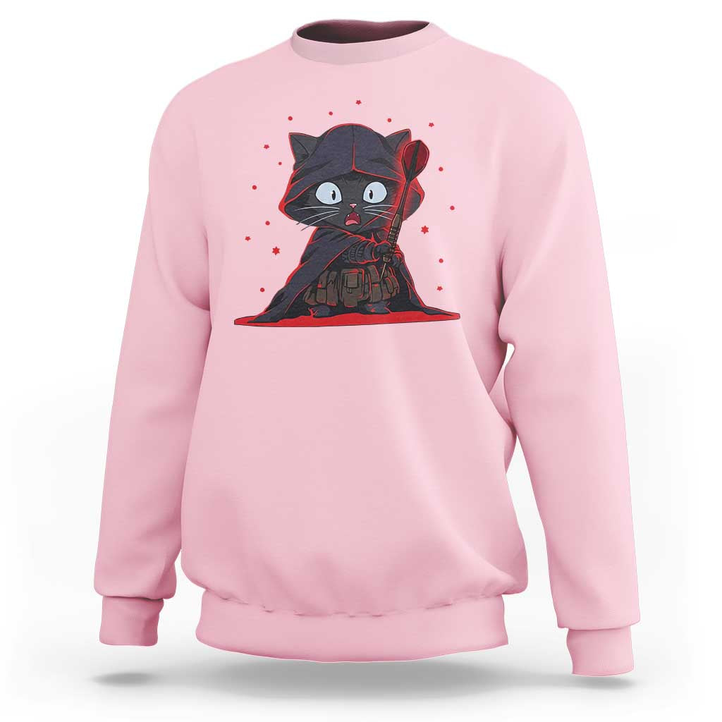 Funny Cat Vader Kitten Playing Darts Sweatshirt Space Scifi Dartist Gift - Wonder Print Shop