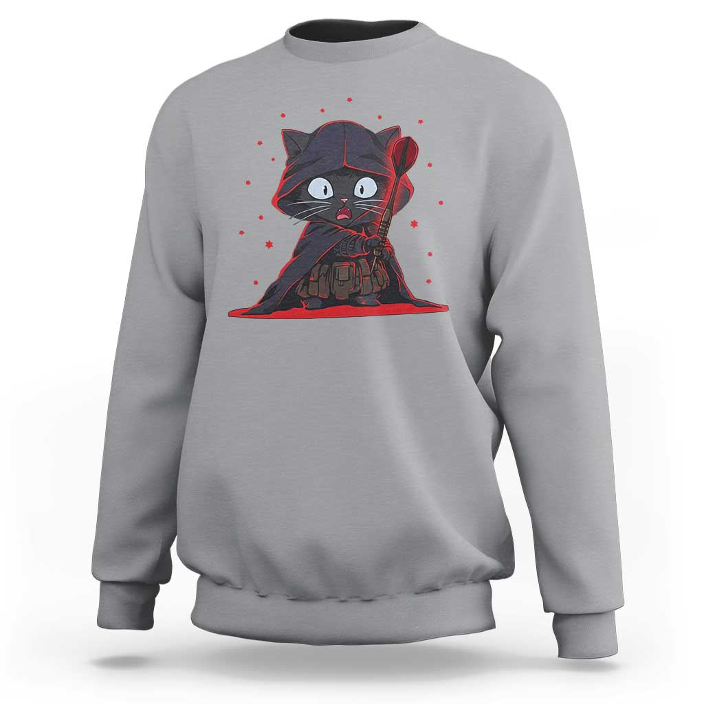 Funny Cat Vader Kitten Playing Darts Sweatshirt Space Scifi Dartist Gift - Wonder Print Shop