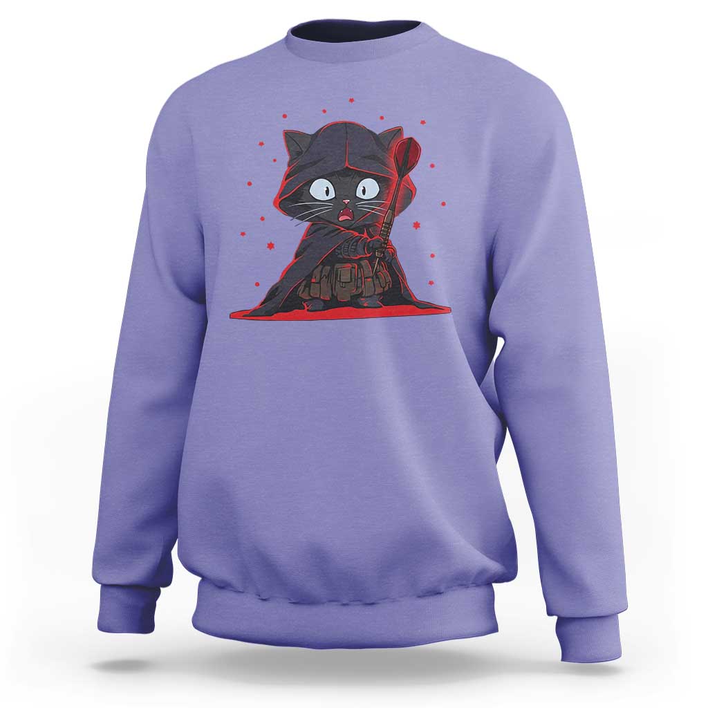 Funny Cat Vader Kitten Playing Darts Sweatshirt Space Scifi Dartist Gift - Wonder Print Shop