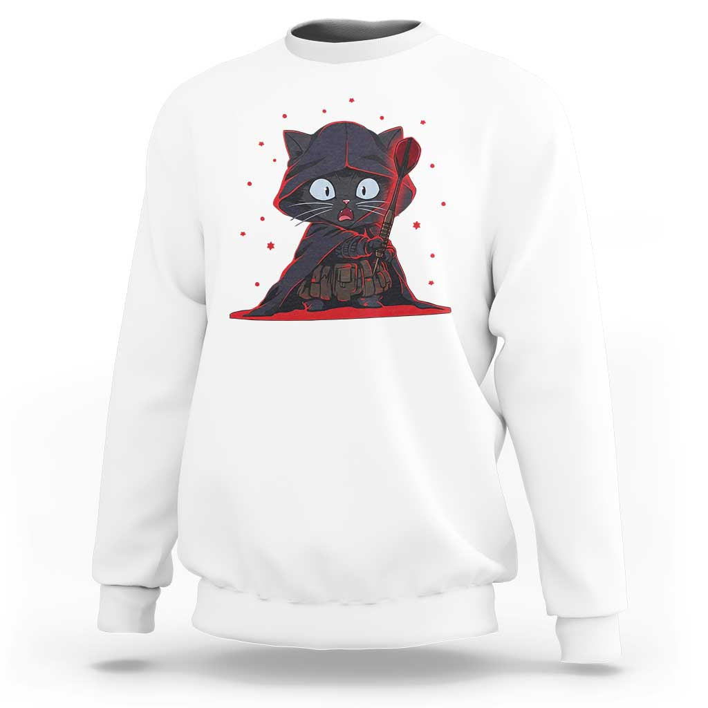 Funny Cat Vader Kitten Playing Darts Sweatshirt Space Scifi Dartist Gift - Wonder Print Shop