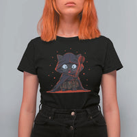 Funny Cat Vader Kitten Playing Darts T Shirt For Women Space Scifi Dartist Gift - Wonder Print Shop