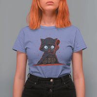 Funny Cat Vader Kitten Playing Darts T Shirt For Women Space Scifi Dartist Gift - Wonder Print Shop