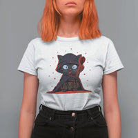 Funny Cat Vader Kitten Playing Darts T Shirt For Women Space Scifi Dartist Gift - Wonder Print Shop