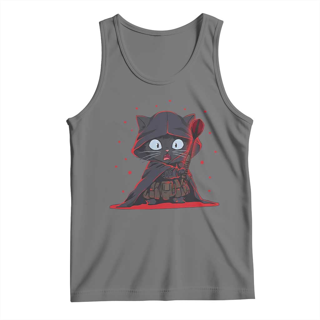 Funny Cat Vader Kitten Playing Darts Tank Top Space Scifi Dartist Gift - Wonder Print Shop