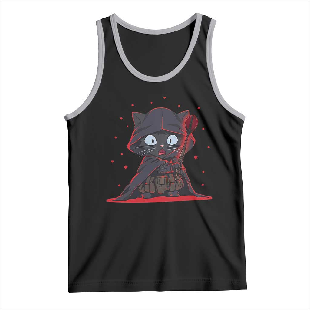 Funny Cat Vader Kitten Playing Darts Tank Top Space Scifi Dartist Gift - Wonder Print Shop