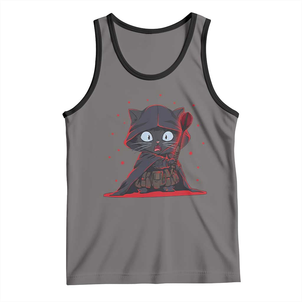 Funny Cat Vader Kitten Playing Darts Tank Top Space Scifi Dartist Gift - Wonder Print Shop