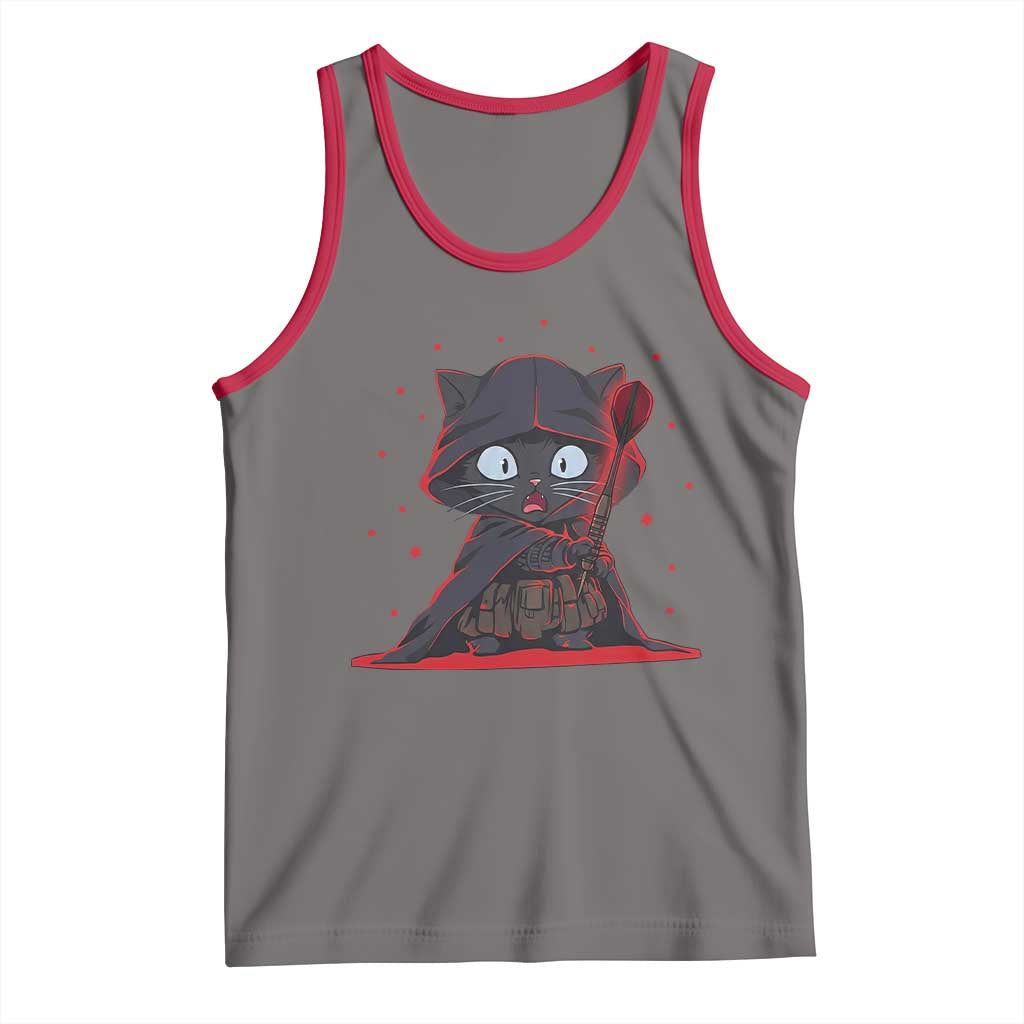 Funny Cat Vader Kitten Playing Darts Tank Top Space Scifi Dartist Gift - Wonder Print Shop