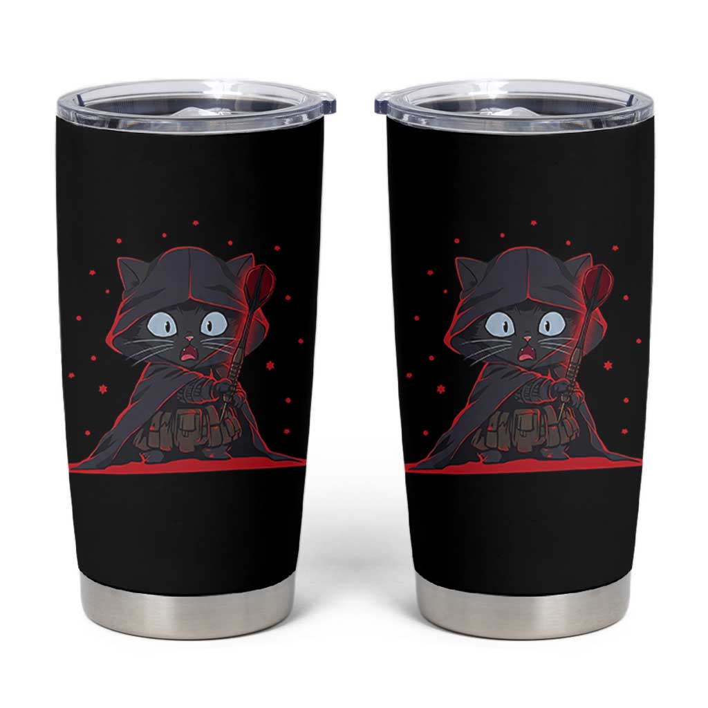 Funny Cat Vader Kitten Playing Darts Tumbler Cup Space Scifi Dartist Gift - Wonder Print Shop