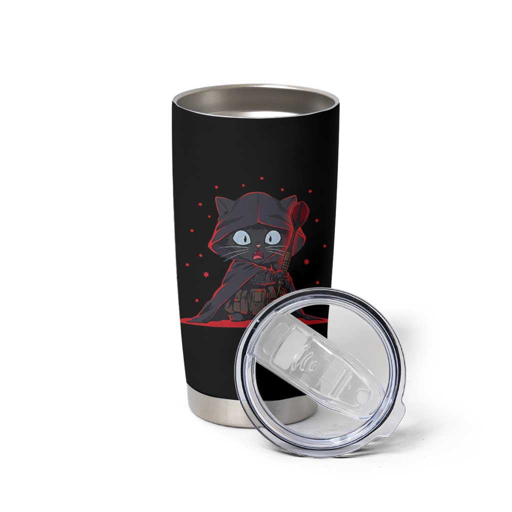 Funny Cat Vader Kitten Playing Darts Tumbler Cup Space Scifi Dartist Gift - Wonder Print Shop