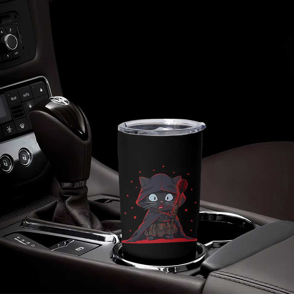 Funny Cat Vader Kitten Playing Darts Tumbler Cup Space Scifi Dartist Gift - Wonder Print Shop