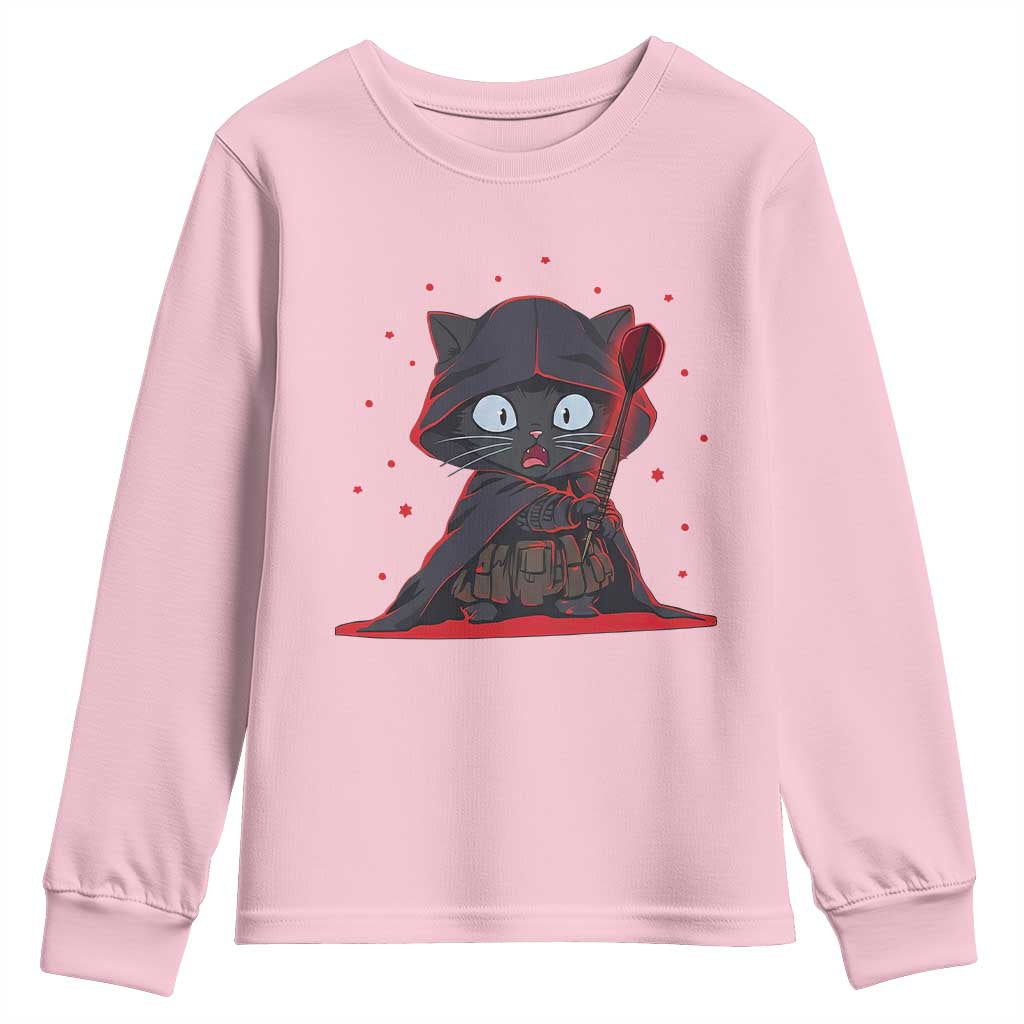Funny Cat Vader Kitten Playing Darts Youth Sweatshirt Space Scifi Dartist Gift - Wonder Print Shop