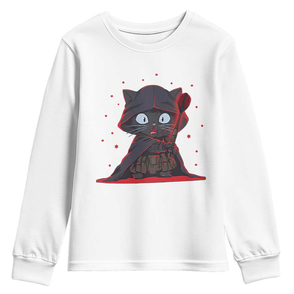 Funny Cat Vader Kitten Playing Darts Youth Sweatshirt Space Scifi Dartist Gift - Wonder Print Shop