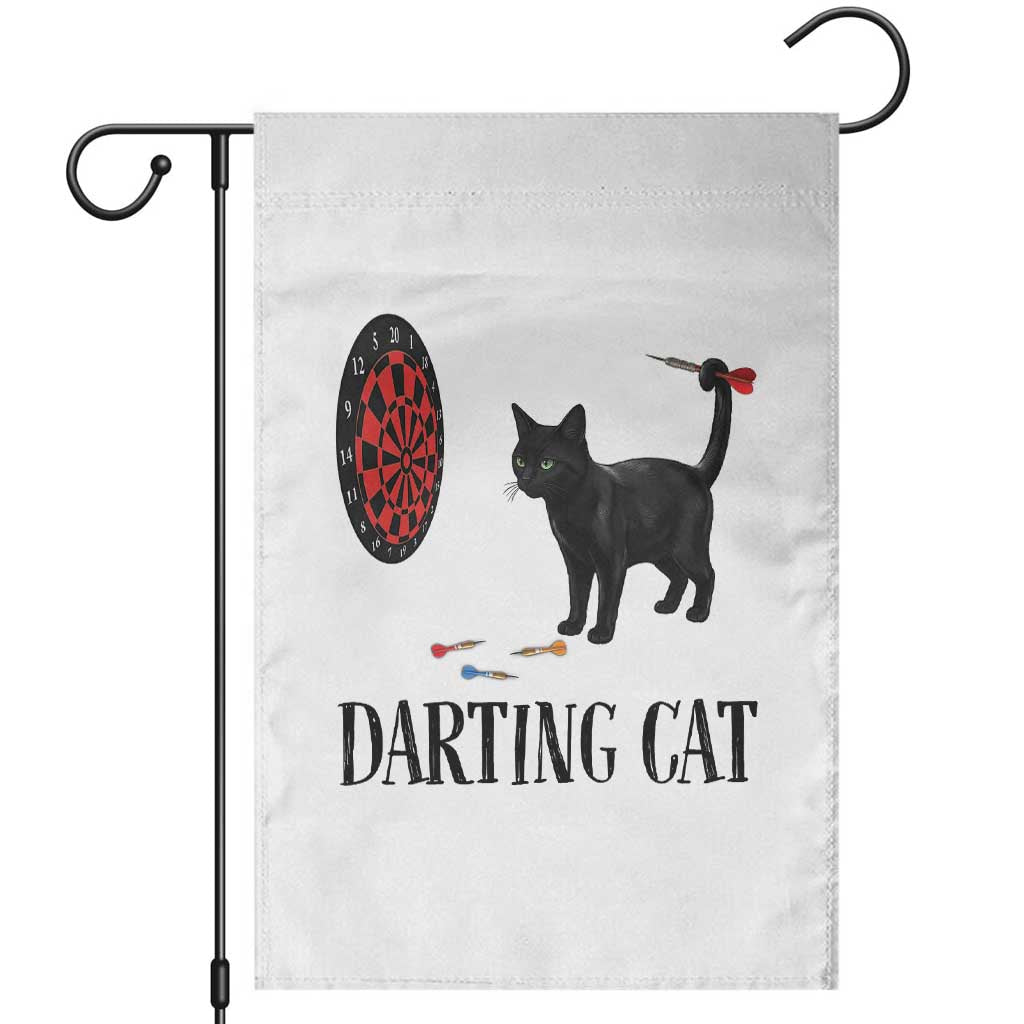 Funny Black Cat Darts Player Garden Flag Darting Cat Dartist Gift - Wonder Print Shop