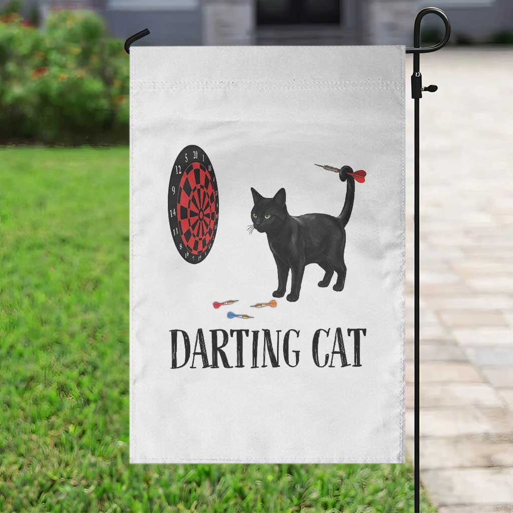 Funny Black Cat Darts Player Garden Flag Darting Cat Dartist Gift - Wonder Print Shop