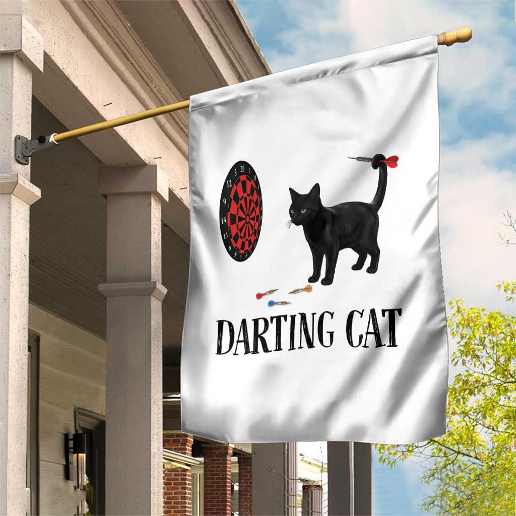 Funny Black Cat Darts Player Garden Flag Darting Cat Dartist Gift - Wonder Print Shop