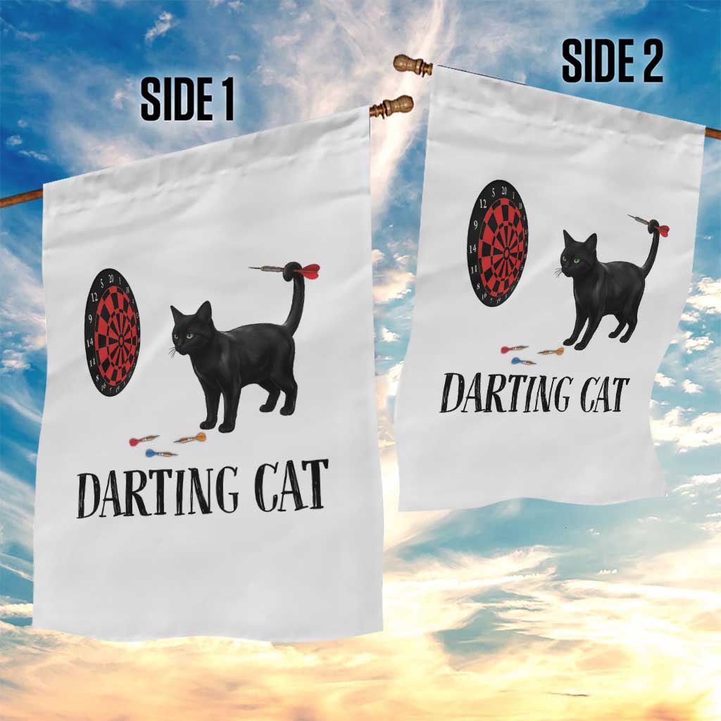 Funny Black Cat Darts Player Garden Flag Darting Cat Dartist Gift - Wonder Print Shop