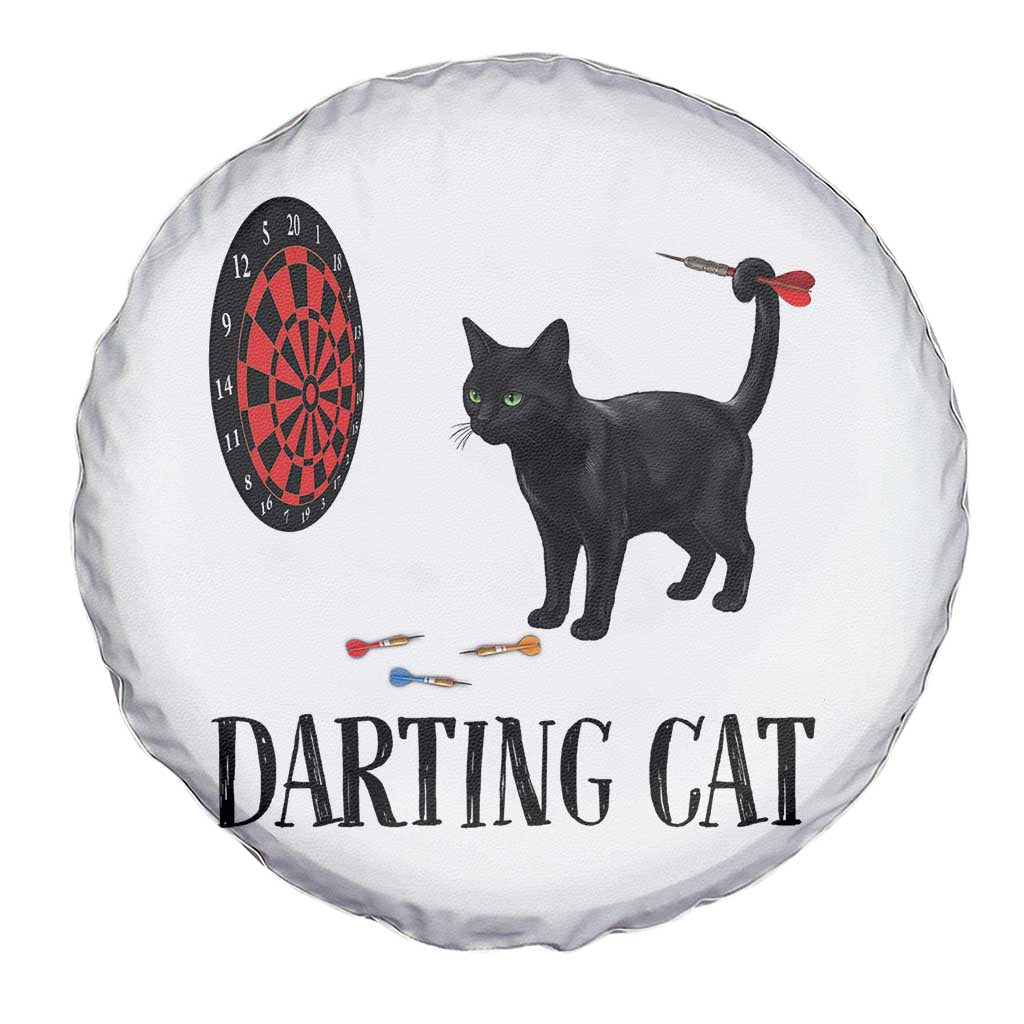 Funny Black Cat Darts Player Spare Tire Cover Darting Cat Dartist Gift - Wonder Print Shop