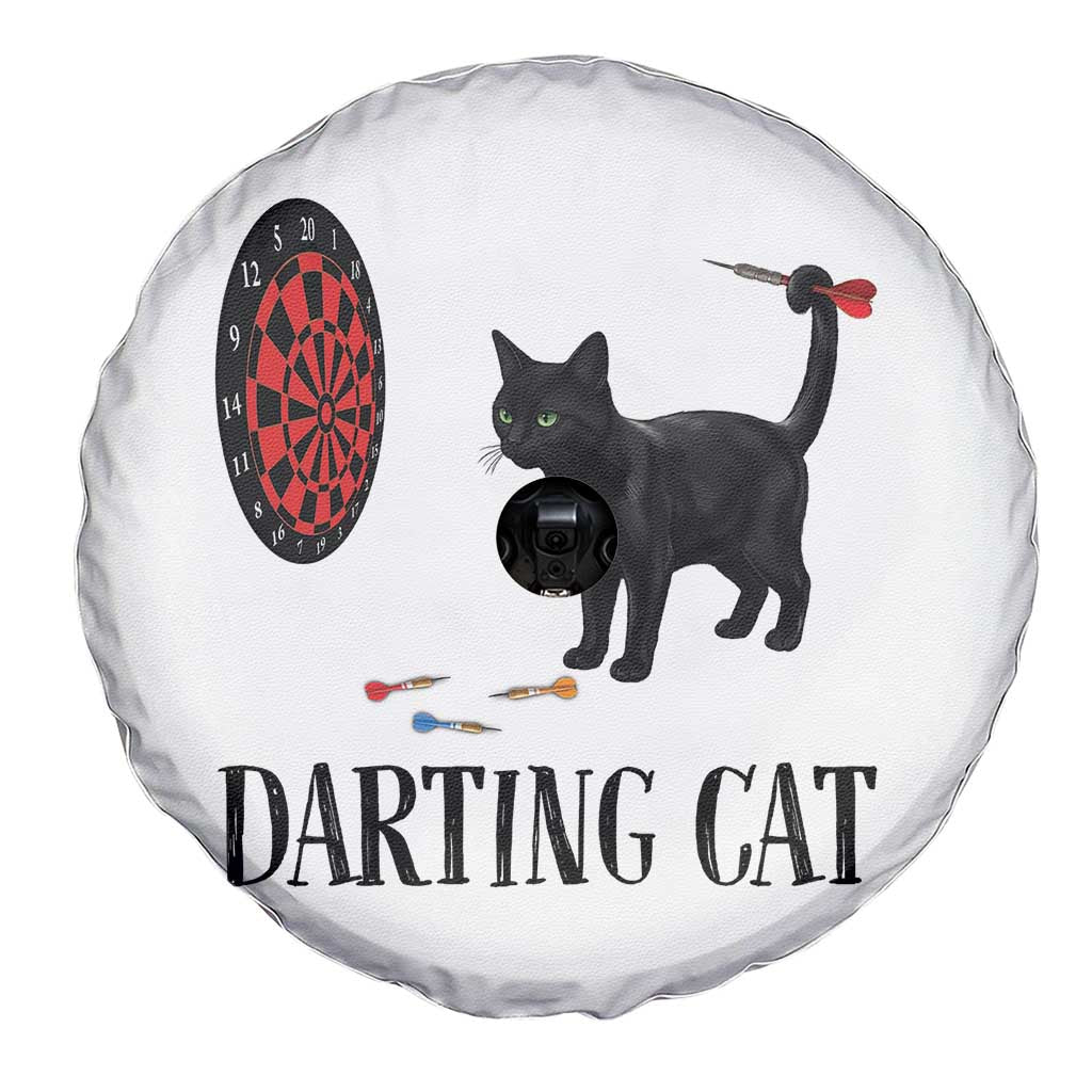 Funny Black Cat Darts Player Spare Tire Cover Darting Cat Dartist Gift - Wonder Print Shop