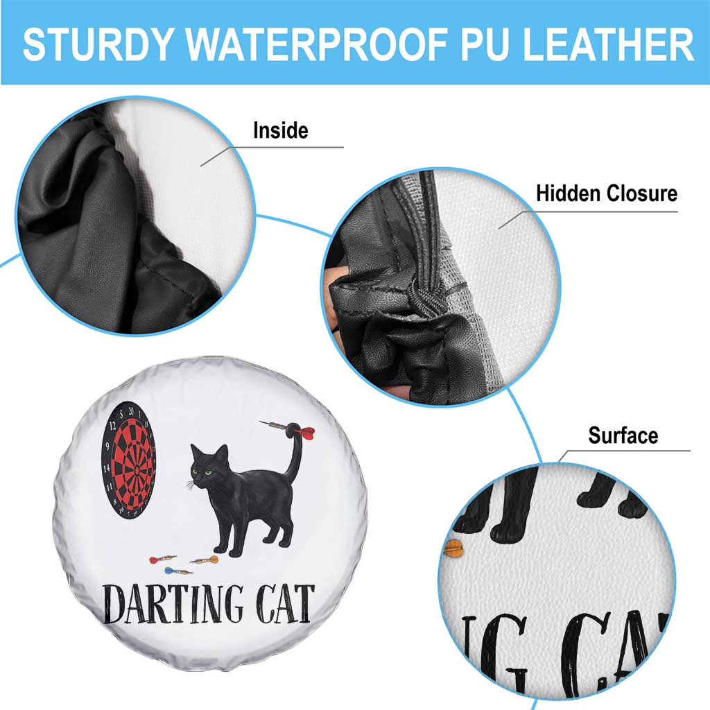 Funny Black Cat Darts Player Spare Tire Cover Darting Cat Dartist Gift - Wonder Print Shop