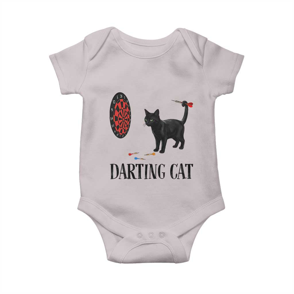 Funny Black Cat Darts Player Baby Onesie Darting Cat Dartist Gift - Wonder Print Shop