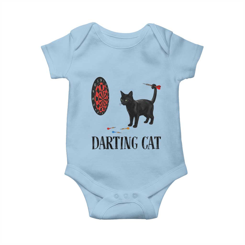 Funny Black Cat Darts Player Baby Onesie Darting Cat Dartist Gift - Wonder Print Shop