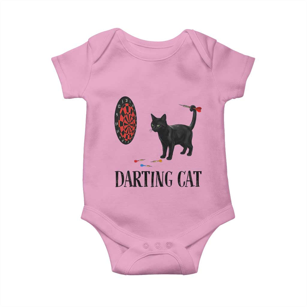 Funny Black Cat Darts Player Baby Onesie Darting Cat Dartist Gift - Wonder Print Shop