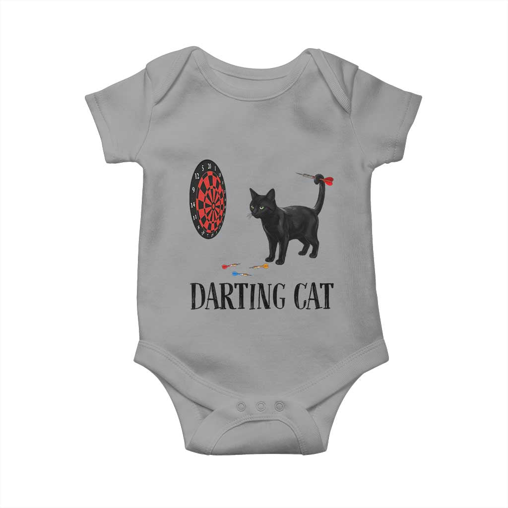 Funny Black Cat Darts Player Baby Onesie Darting Cat Dartist Gift - Wonder Print Shop