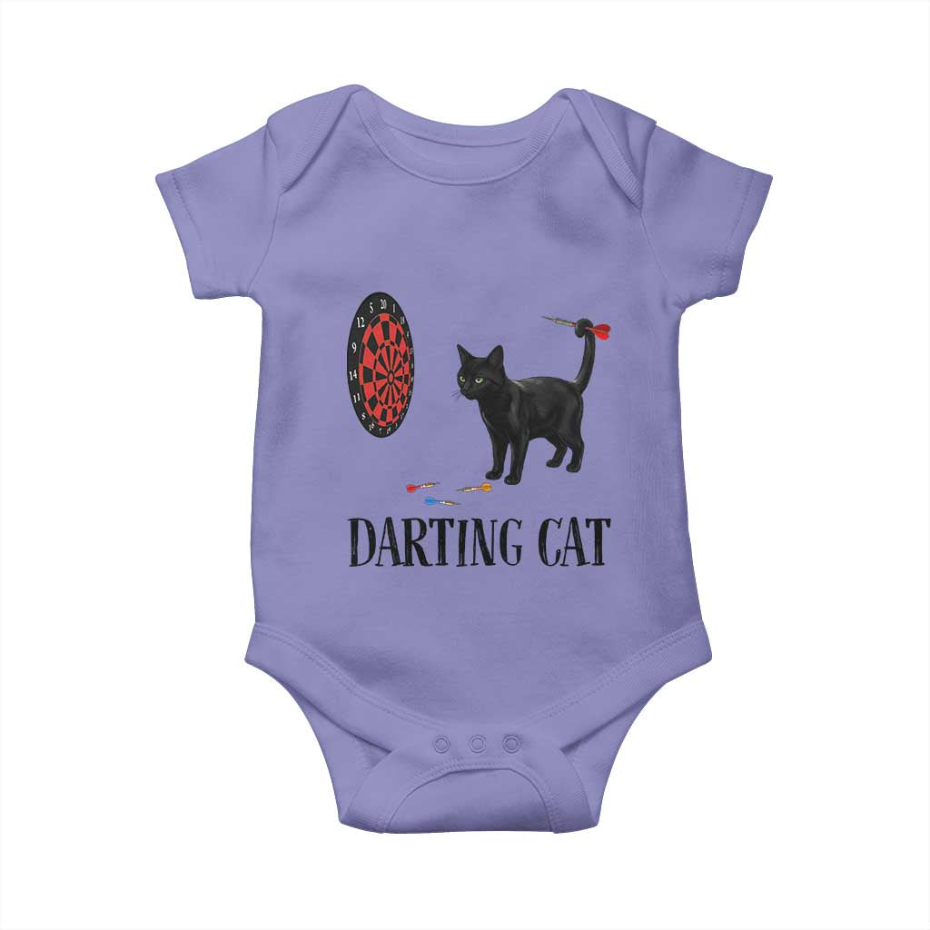 Funny Black Cat Darts Player Baby Onesie Darting Cat Dartist Gift - Wonder Print Shop