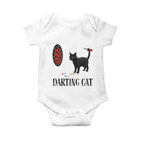 Funny Black Cat Darts Player Baby Onesie Darting Cat Dartist Gift - Wonder Print Shop