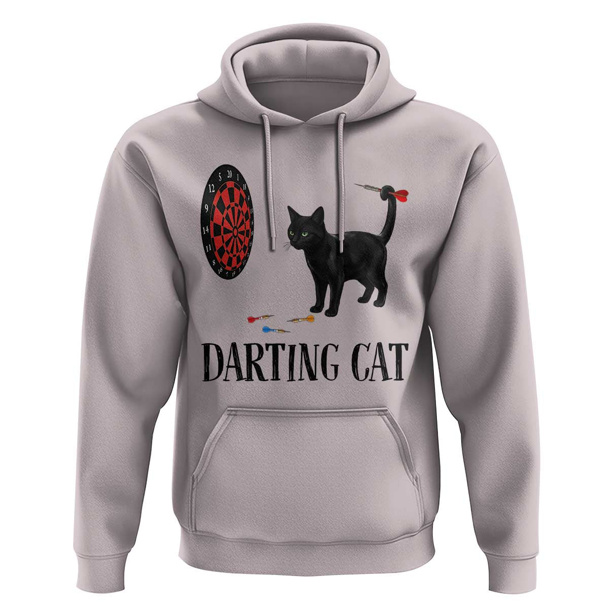 Funny Black Cat Darts Player Hoodie Darting Cat Dartist Gift - Wonder Print Shop