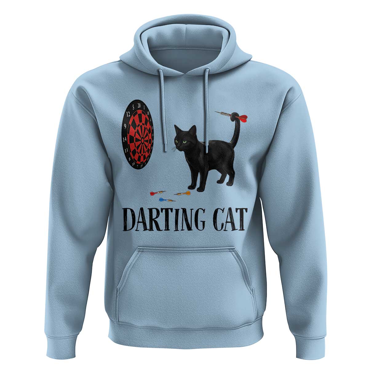 Funny Black Cat Darts Player Hoodie Darting Cat Dartist Gift - Wonder Print Shop
