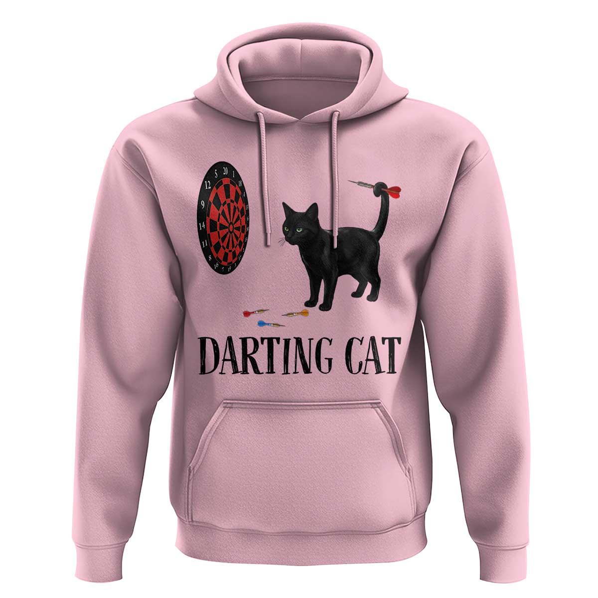 Funny Black Cat Darts Player Hoodie Darting Cat Dartist Gift - Wonder Print Shop