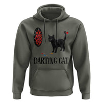 Funny Black Cat Darts Player Hoodie Darting Cat Dartist Gift - Wonder Print Shop
