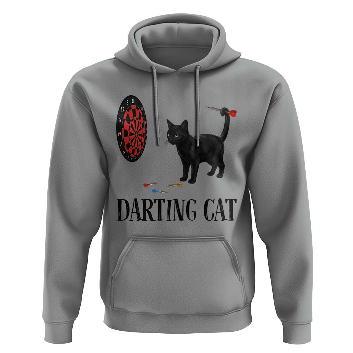Funny Black Cat Darts Player Hoodie Darting Cat Dartist Gift - Wonder Print Shop