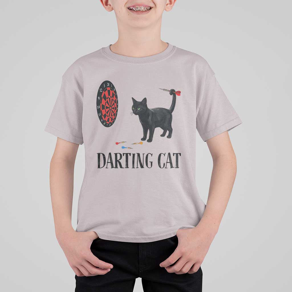 Funny Black Cat Darts Player T Shirt For Kid Darting Cat Dartist Gift - Wonder Print Shop