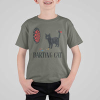 Funny Black Cat Darts Player T Shirt For Kid Darting Cat Dartist Gift - Wonder Print Shop