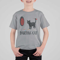 Funny Black Cat Darts Player T Shirt For Kid Darting Cat Dartist Gift - Wonder Print Shop