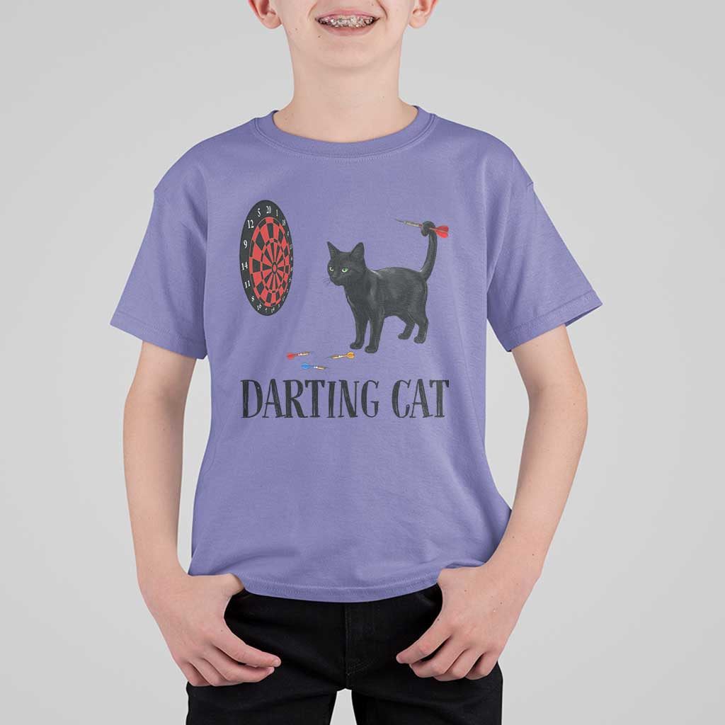 Funny Black Cat Darts Player T Shirt For Kid Darting Cat Dartist Gift - Wonder Print Shop