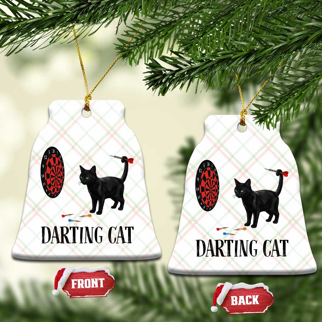 Funny Black Cat Darts Player Ceramic Ornament Darting Cat Dartist Gift - Wonder Print Shop