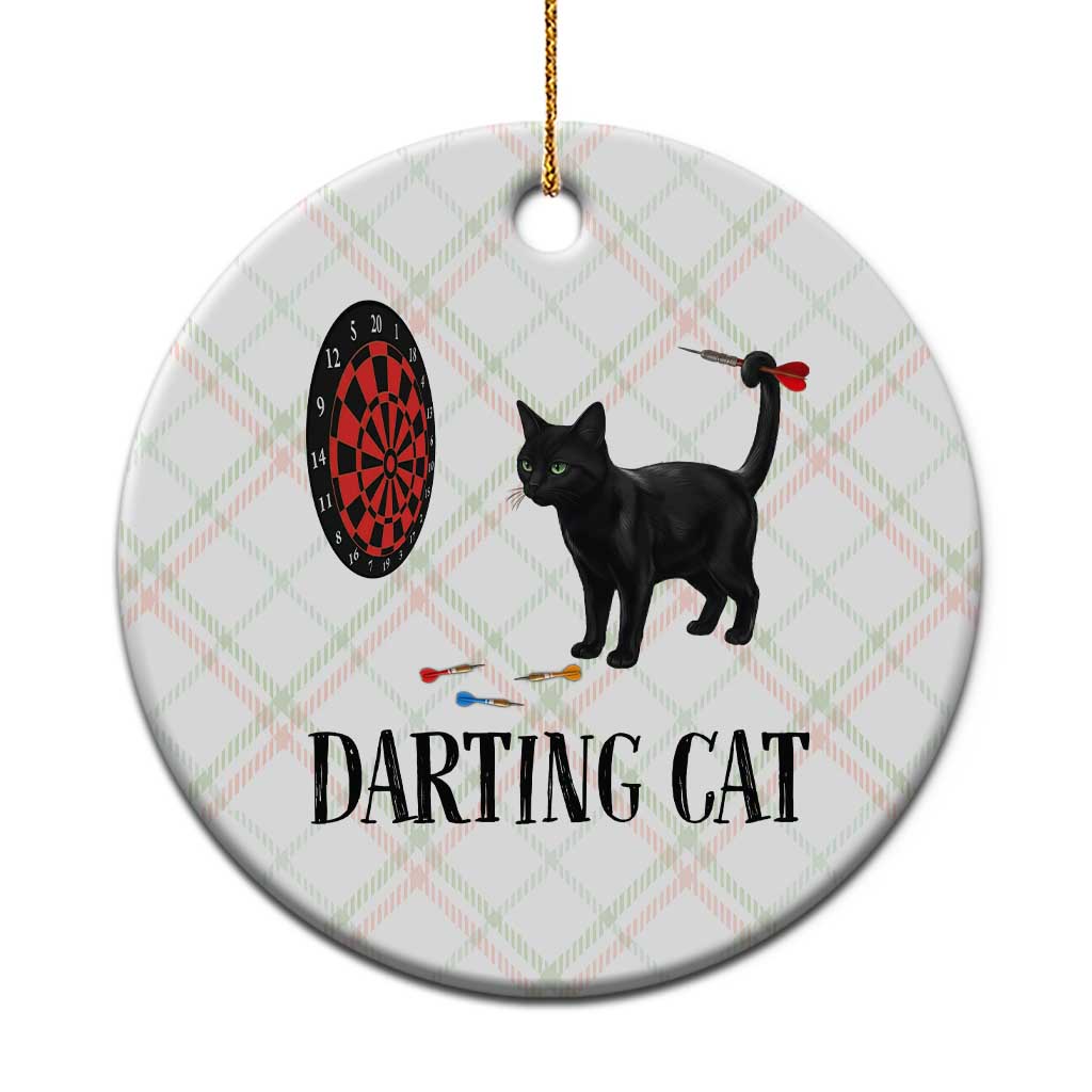 Funny Black Cat Darts Player Ceramic Ornament Darting Cat Dartist Gift - Wonder Print Shop