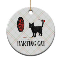 Funny Black Cat Darts Player Ceramic Ornament Darting Cat Dartist Gift - Wonder Print Shop