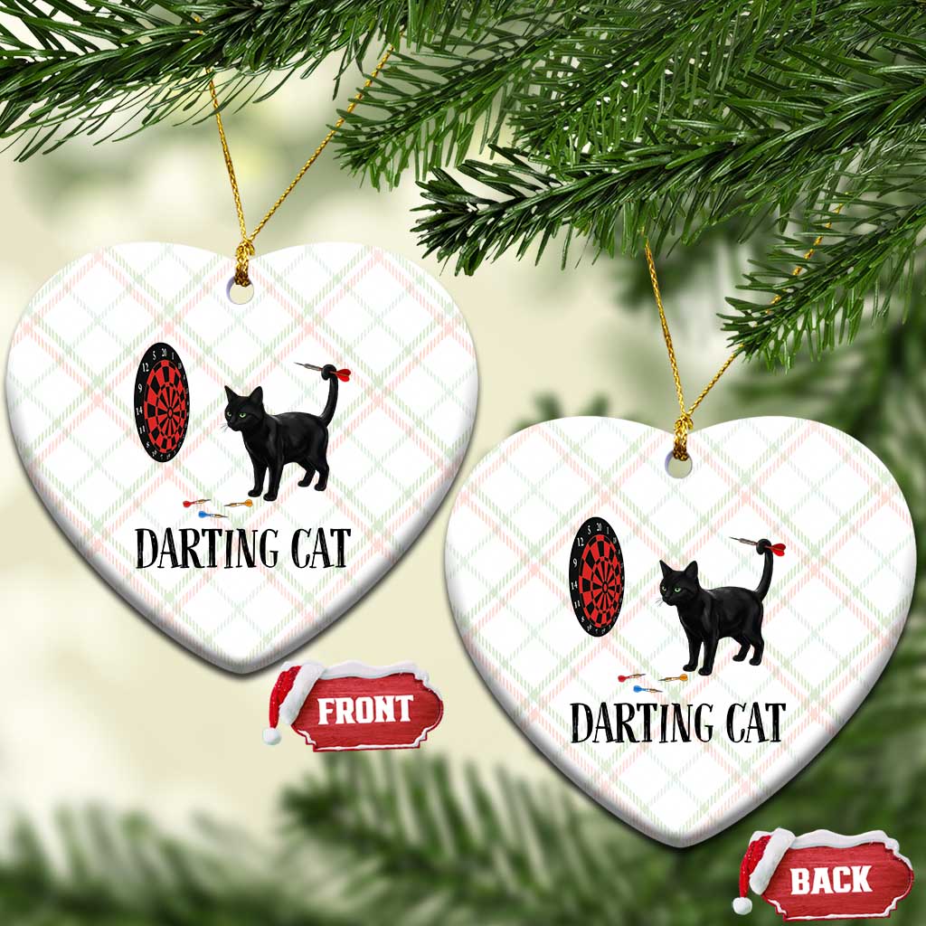 Funny Black Cat Darts Player Ceramic Ornament Darting Cat Dartist Gift - Wonder Print Shop