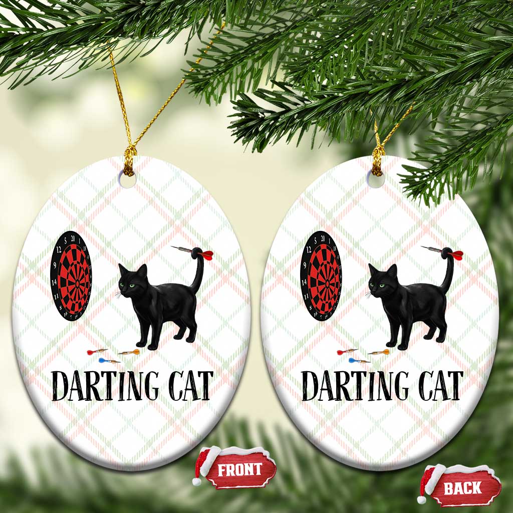 Funny Black Cat Darts Player Ceramic Ornament Darting Cat Dartist Gift - Wonder Print Shop