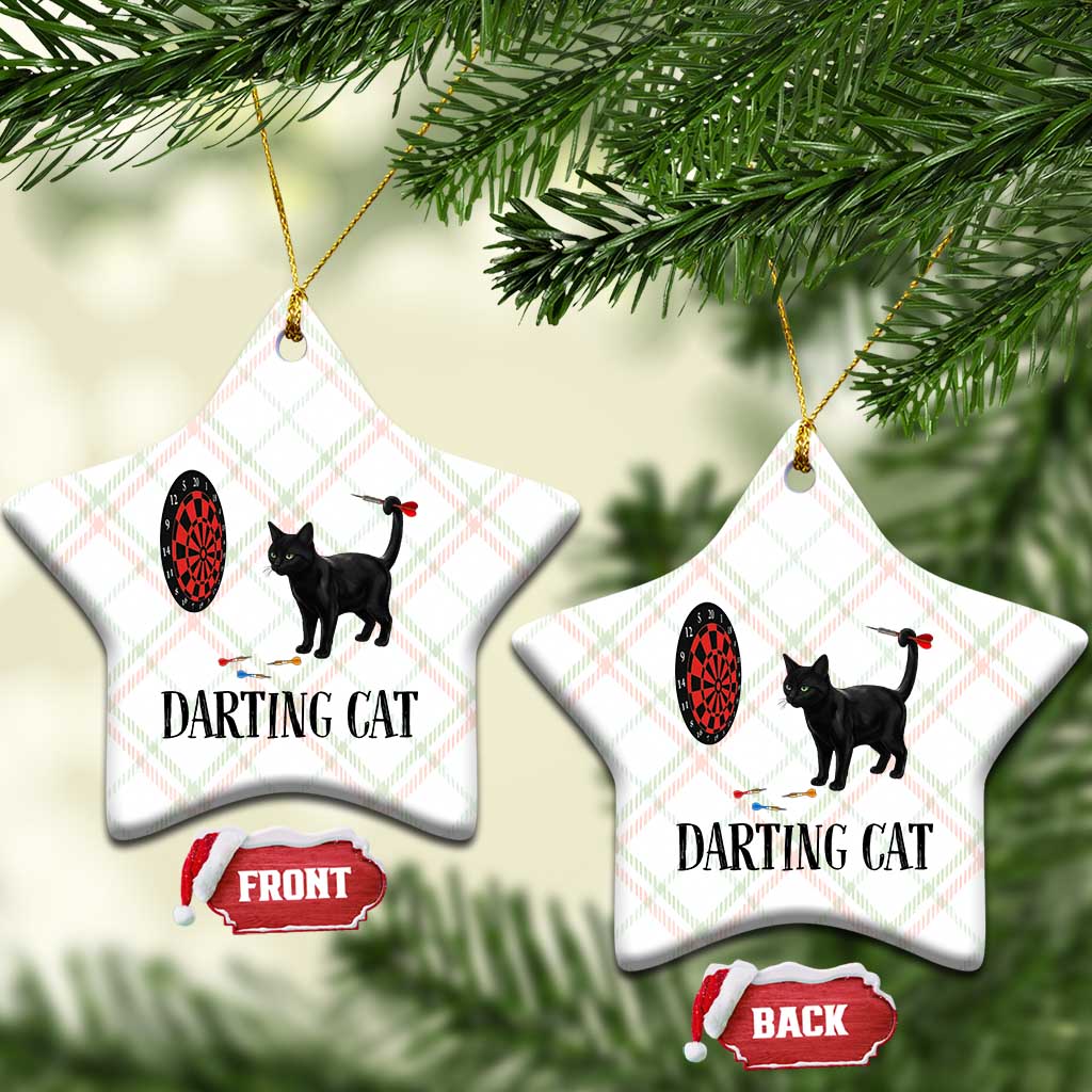Funny Black Cat Darts Player Ceramic Ornament Darting Cat Dartist Gift - Wonder Print Shop