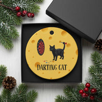 Funny Black Cat Darts Player Ceramic Ornament Darting Cat Dartist Gift - Wonder Print Shop