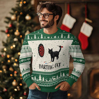 Funny Black Cat Darts Player Ugly Christmas Sweater Darting Cat Dartist Gift - Wonder Print Shop
