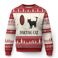 Funny Black Cat Darts Player Ugly Christmas Sweater Darting Cat Dartist Gift - Wonder Print Shop